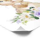 Stomme Bunny, Rabbit, Purple Flowers, Genderneutra Foto Afdruk (Hoek)