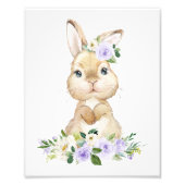 Stomme Bunny, Rabbit, Purple Flowers, Genderneutra Foto Afdruk (Voorkant)