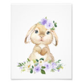 Stomme Bunny, Rabbit, Purple Flowers, Genderneutra Foto Afdruk (Voorkant)
