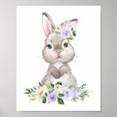 Stomme Bunny, Rabbit, Purple Flowers, Genderneutra Poster (Voorkant)