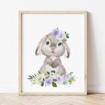 Stomme Bunny, Rabbit, Purple Flowers, Genderneutra