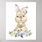 Stomme Bunny, Rabbit, Purple Flowers, Genderneutra Poster (Voorkant)