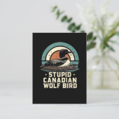 Stomme Canadese Wolf Bird Feestdagenkaart (Staand voorkant)