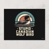 Stomme Canadese Wolf Bird Feestdagenkaart (Achterkant)