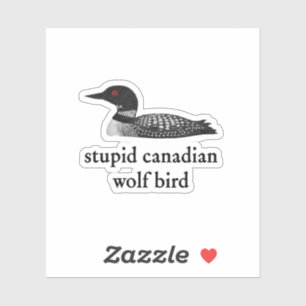 Stomme Canadese Wolf Bird Hockey Romance voor Hock Sticker