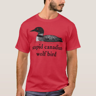 Stomme Canadese Wolf Bird Hockey Romance voor Hock T-shirt