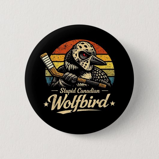 Stomme Canadese Wolf Bird Ronde Button 5,7 Cm (Voorkant)