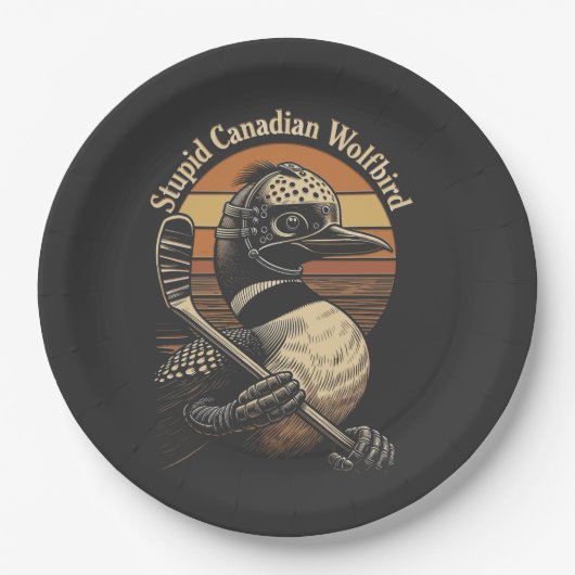 Stomme Canadese Wolf Vogel Papieren Bordje (Voorkant)