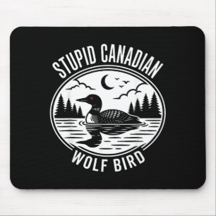 Stomme Canadese wolf vogel verwarmde duiker hockey Muismat