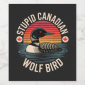 Stomme Canadese Wolfvogel Duikhoender Humor Wijn Etiket (Enkel label)