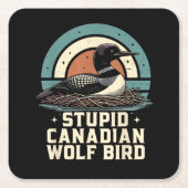 Stomme Canadese Wolfvogel Kartonnen Onderzetters (Voorkant)