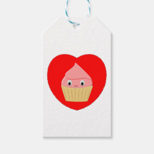 Stomme Cartoon aardbeienbrood in rood hart Cadeaulabel