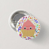 Stomme Cartoon aardbeienbrood met Confetti Ronde Button 3,2 Cm (Voorkant /achterkant)