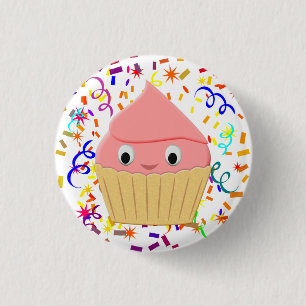 Stomme Cartoon aardbeienbrood met Confetti Ronde Button 3,2 Cm