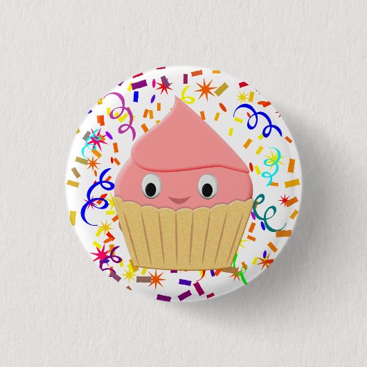 Stomme Cartoon aardbeienbrood met Confetti Ronde Button 3,2 Cm (Voorkant)