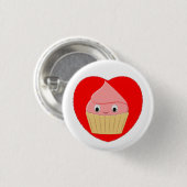 Stomme Cartoon aardbeienbrood met rode hartslag Ronde Button 3,2 Cm (Voorkant /achterkant)