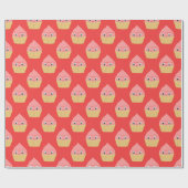 Stomme Cartoon aardbeienbrood op rood Cadeaupapier (Vlak)