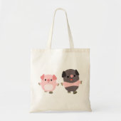 Stomme Cartoon pigs op een looptas Tote Bag (Voorkant)