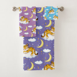 Stomme cartoon slapende tijger bad handdoek