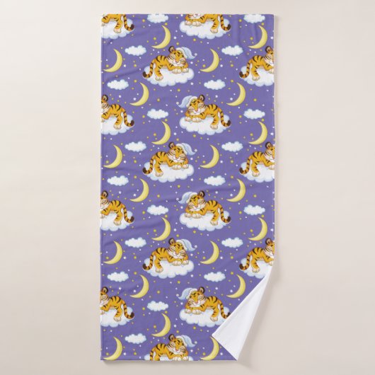 Stomme cartoon slapende tijger bad handdoek (Badhanddoek)