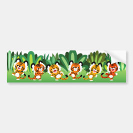 Stomme Cartoon trekkers dans in Oerwoud Bumperstic Bumpersticker