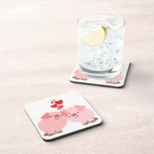 Stomme Cartoon Varkens in Onderzetters van Liefde (Rechterzijde)