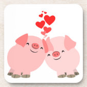 Stomme Cartoon Varkens in Onderzetters van Liefde (Voorkant)