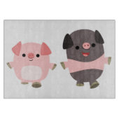 Stomme Cartoon varkens op een draaiend snijvlak Snijplank (Voorkant)