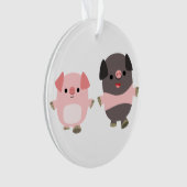 Stomme Cartoon varkens op een loopAcrylOrnament Ornament (voorkant)
