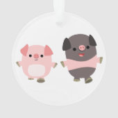 Stomme Cartoon varkens op een loopAcrylOrnament Ornament (achterkant)