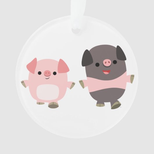 Stomme Cartoon varkens op een loopAcrylOrnament Ornament (voorkant)