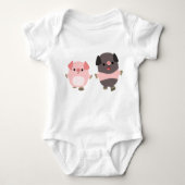 Stomme Cartoon varkens op een looppas Baby Romper (Voorkant)