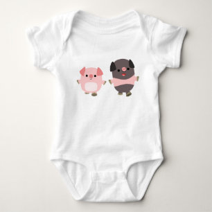 Stomme Cartoon varkens op een looppas Baby Romper