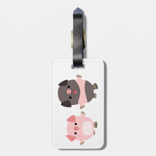Stomme Cartoon varkens op een loopse Bagagelabel (Achterkant verticaal)