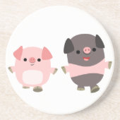 Stomme Cartoon varkens op een loopse Onderzetter (Voorkant)