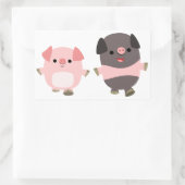 Stomme Cartoon varkens op een loopse Sticker (Tas)