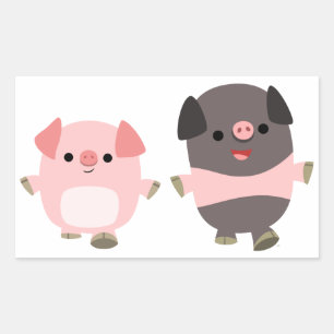 Stomme Cartoon varkens op een loopse Sticker