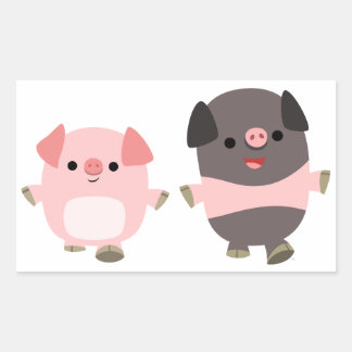 Stomme Cartoon varkens op een loopse Sticker