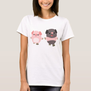 Stomme Cartoon Varkens op een witte vrouw T-shirt