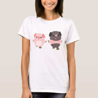 Stomme Cartoon Varkens op een witte vrouw T-shirt