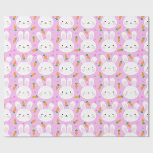 Stomme cartoons knollen en wortelen op roze patron cadeaupapier (Vlak)