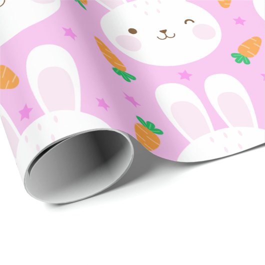 Stomme cartoons knollen en wortelen op roze patron cadeaupapier (Rol Hoek)