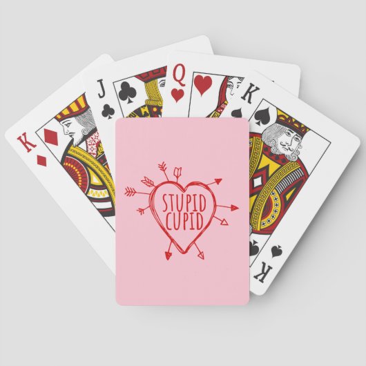 Stomme Cupido Hart Met Pijlen Grappig Sarcasme Pokerkaarten (Achterkant)