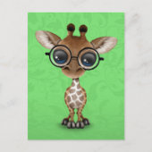 Stomme Curieuze Baby Giraffe Wearing Glasses on Gr Briefkaart (Voorkant)