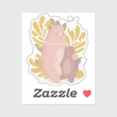 Stomme dieren. Mam en baby. Moederdag. Teddy beer Sticker (Vel)