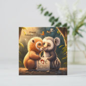 Stomme dieren met een liefdeskaart (Staand voorkant)