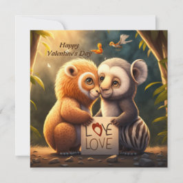 Stomme dieren met een liefdeskaart