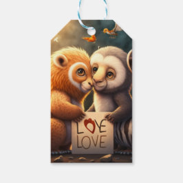 Stomme dieren met een liefdeskaart cadeaulabel