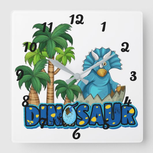 Stomme dinosaurussen vierkante klok (Voorkant)