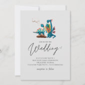 Stomme dragons in Love Turquoise Grey Wedding (Voorkant)